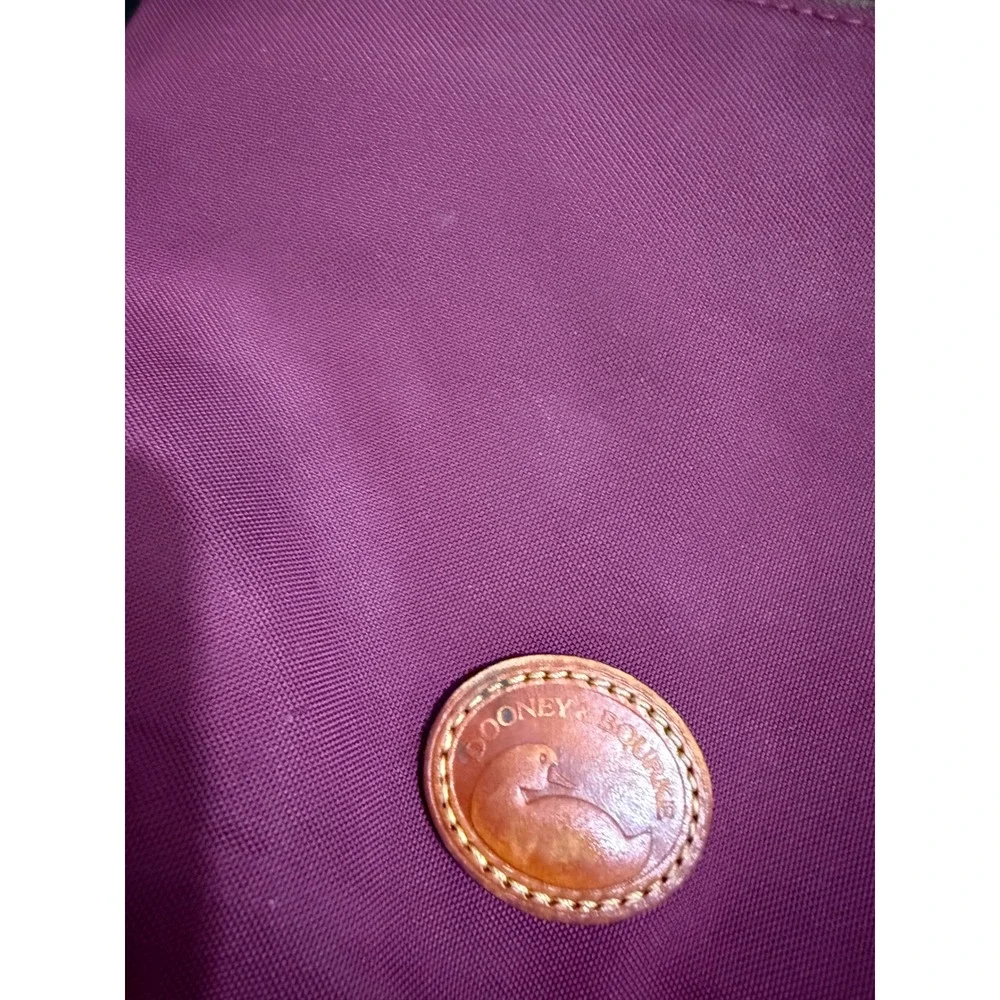 Dooney & Bourke Nylon Crossbody Bag Plum Burgundy Tan Leather Trim Duck Logo